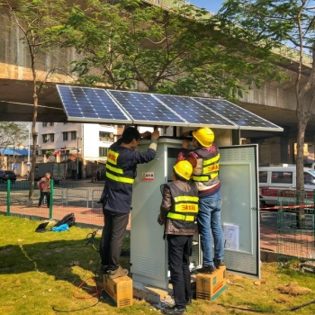 太阳能在城市建设中的应用，利用太阳能的供水系统监测站。
